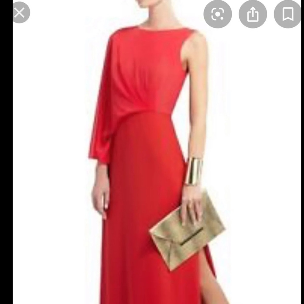 floor-length gown by BCBGMaxAzria in "red berry".